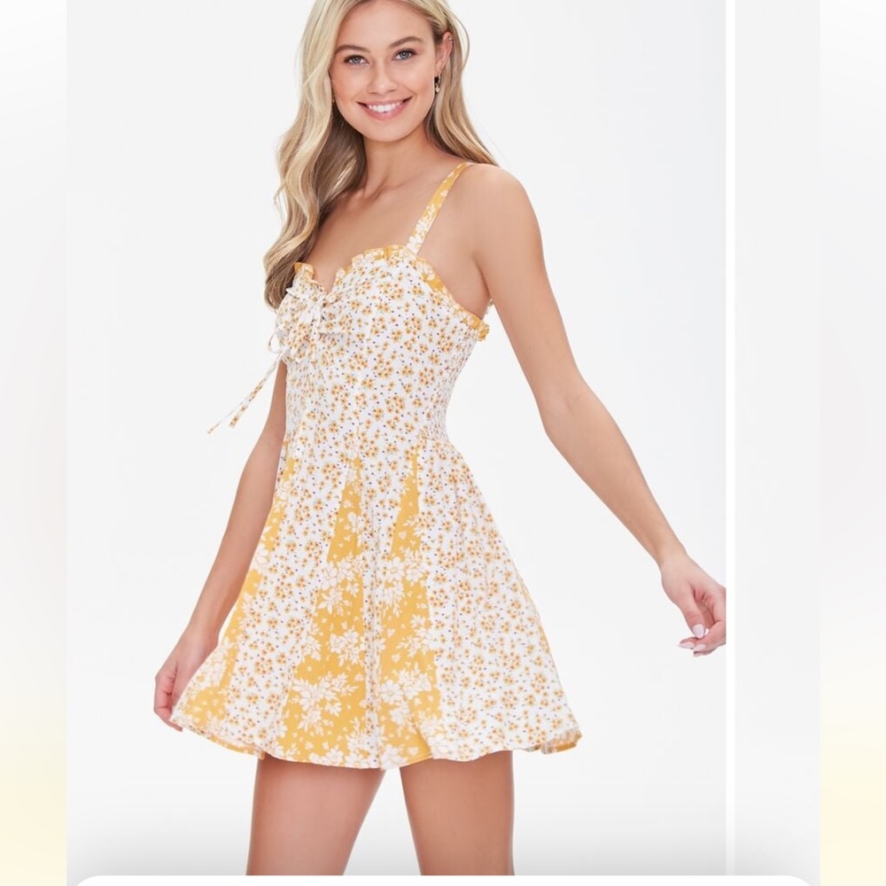 Floral, mini dress, size M